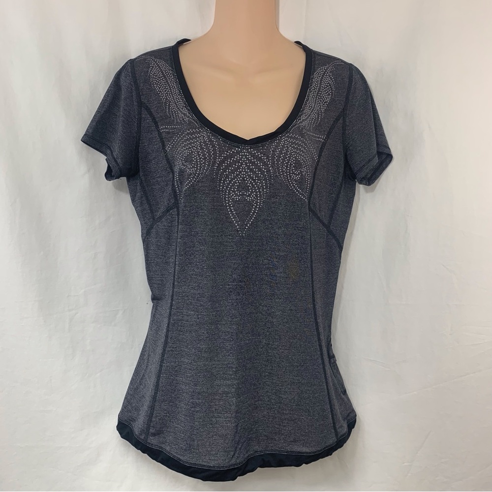Size 8 Lululemon Athletica Scoop Neck Ruched Decorative Black Trim Drawstring